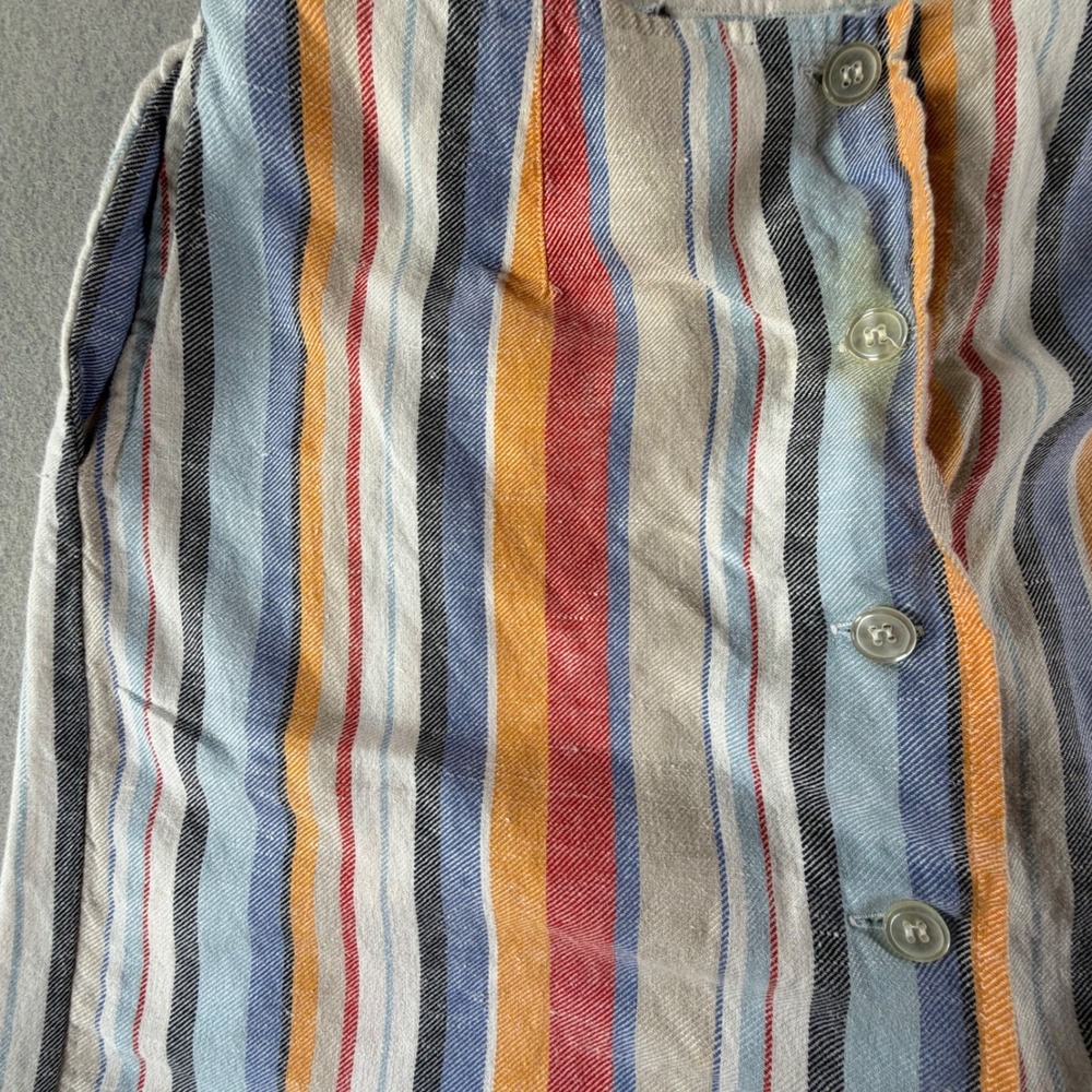 Vintage‎ Lizsport Petite Women's Shorts Size 10 Striped Linen Blend Button Front - Picture 15 of 16